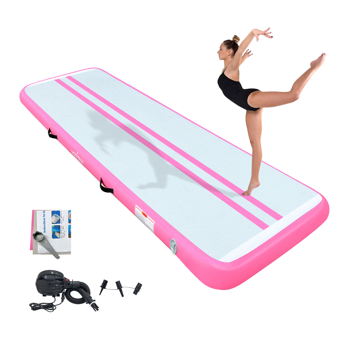 3m Gymnastics Mat Inflatable PVC Yoga Training Exercise Mat Pink