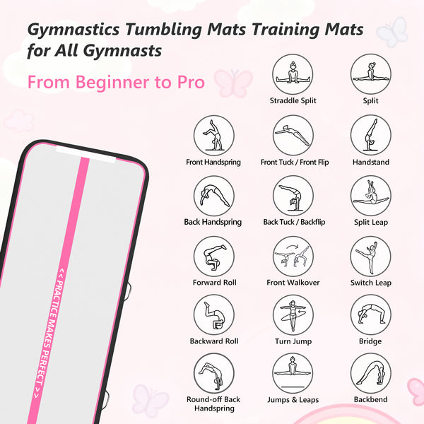 VOFiTNY Premium Gymnastics Air Track -Midnight Rose