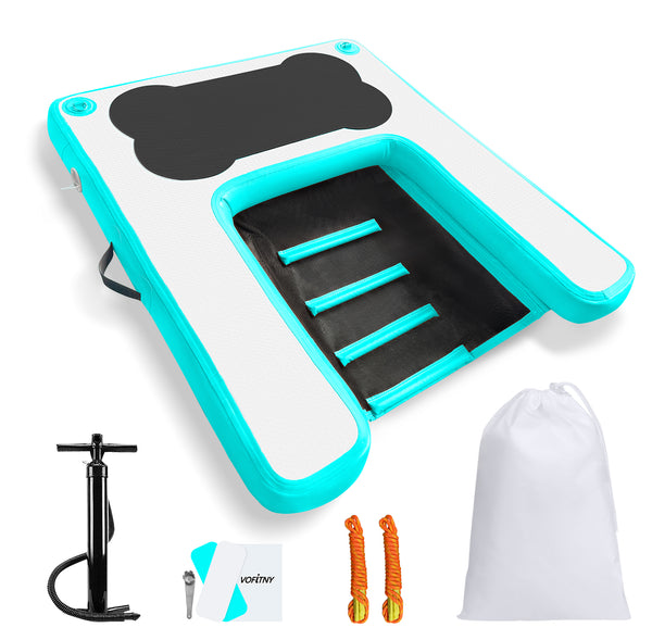 VOFiTNY Inflatable Dog Boat Ramp - Cyan