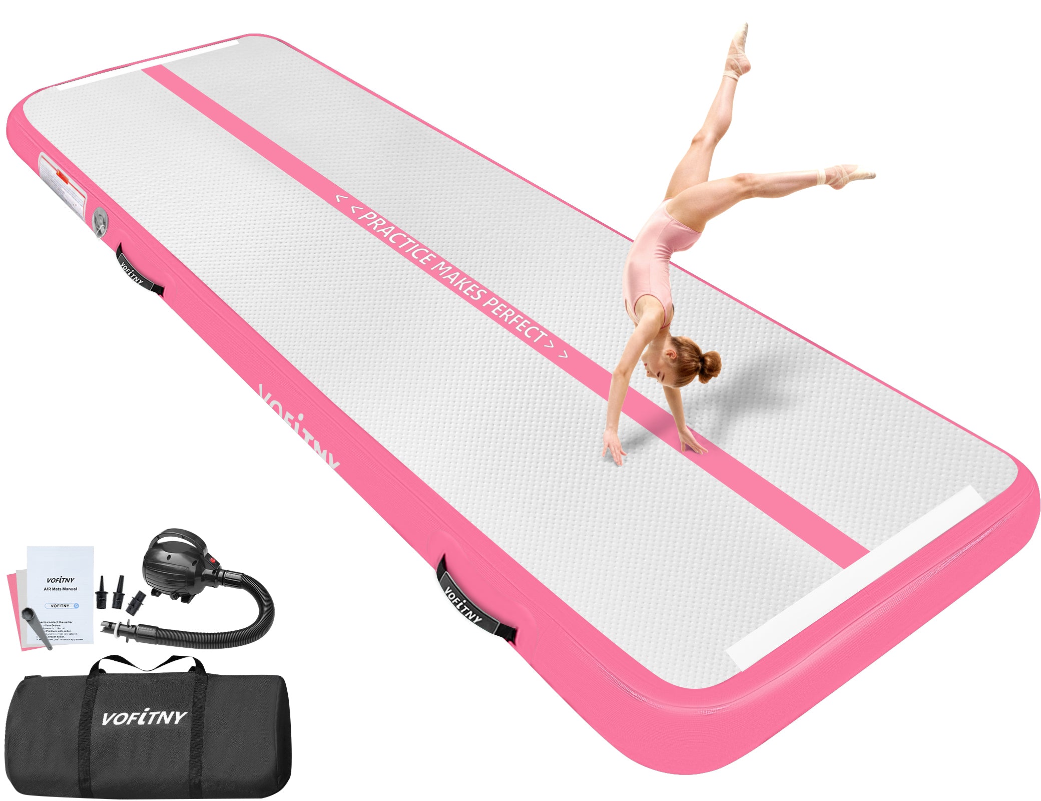 VOFiTNY All Purpose Gymnastics Mat 6.6/10/13/16/20 ft Sturdy Inflatable Tumble Track for Home/Gym