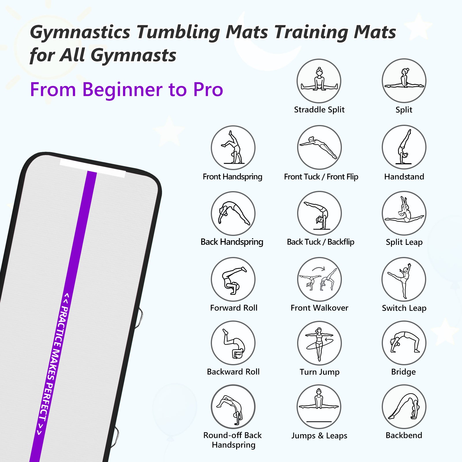 VOFiTNY Premium Gymnastics Air Track -Royal Violet