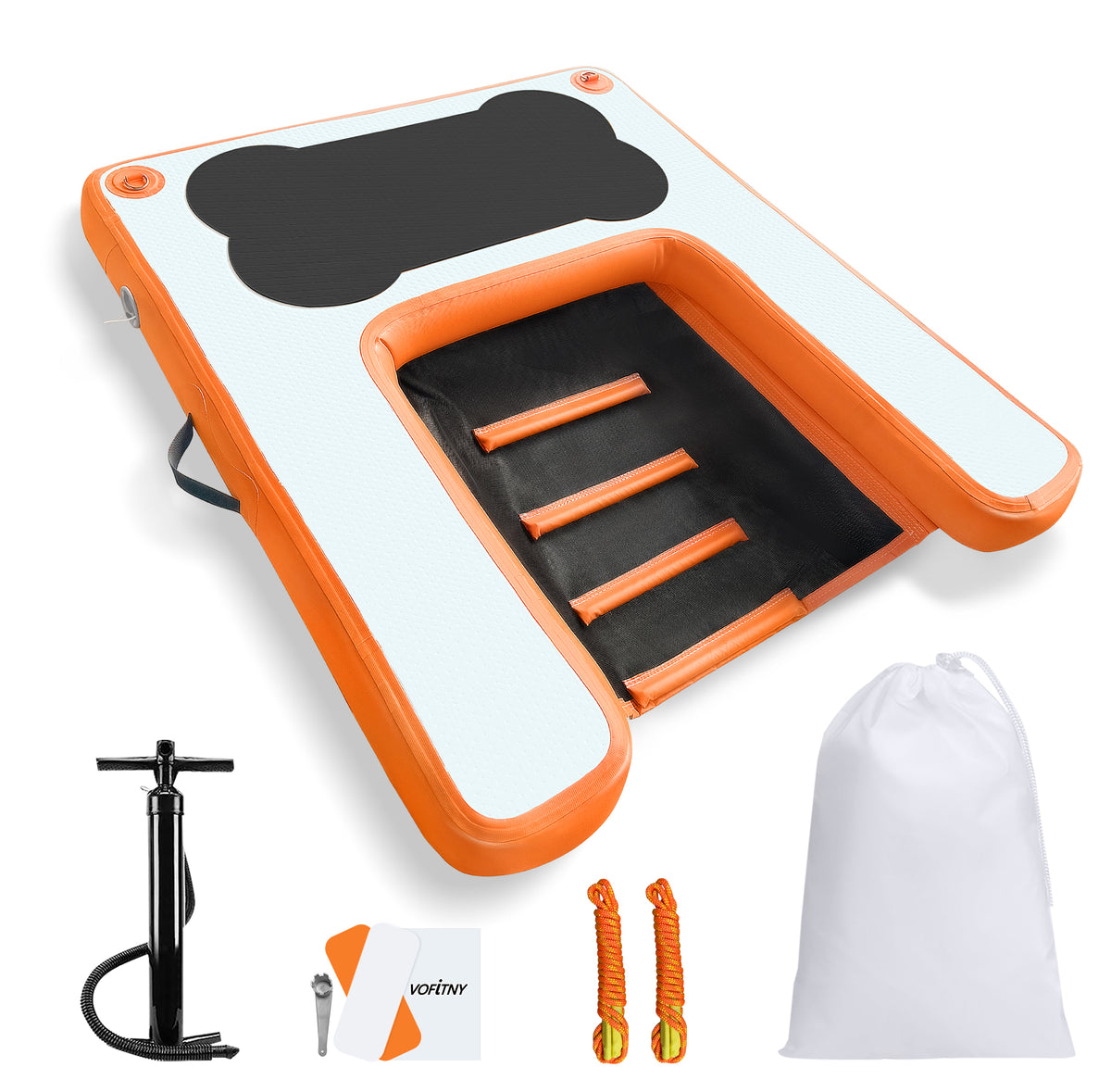 VOFiTNY Premium Inflatable Dog Boat Ramp - Sunburst Orange Main image