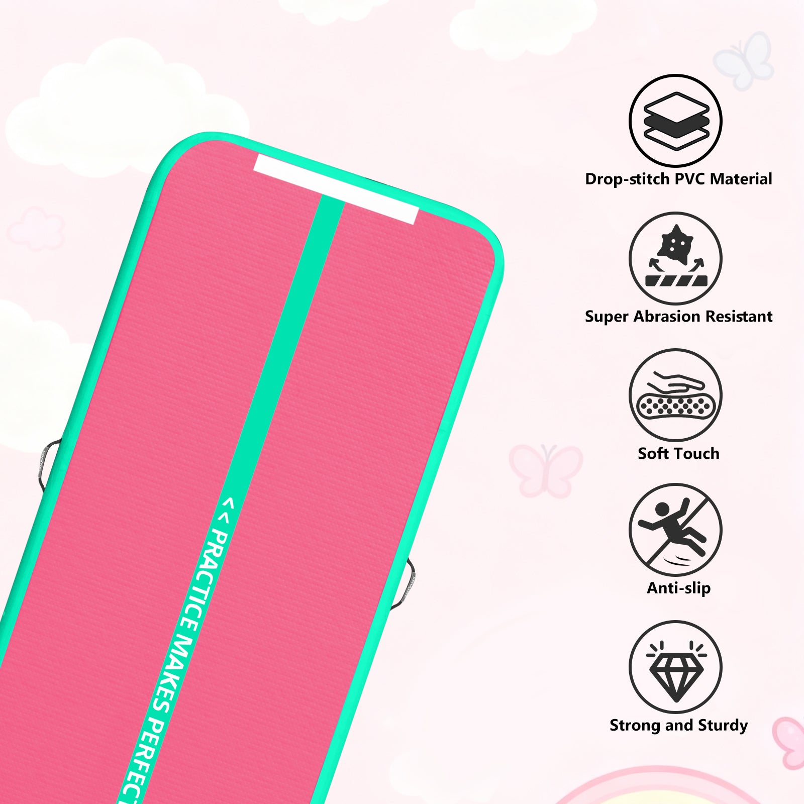 VOFiTNY Premium Gymnastics Air Track -Mint Rose