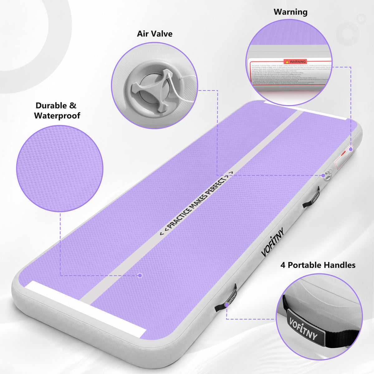VOFiTNY Gymnastics Air Mat - Lavender/Mint