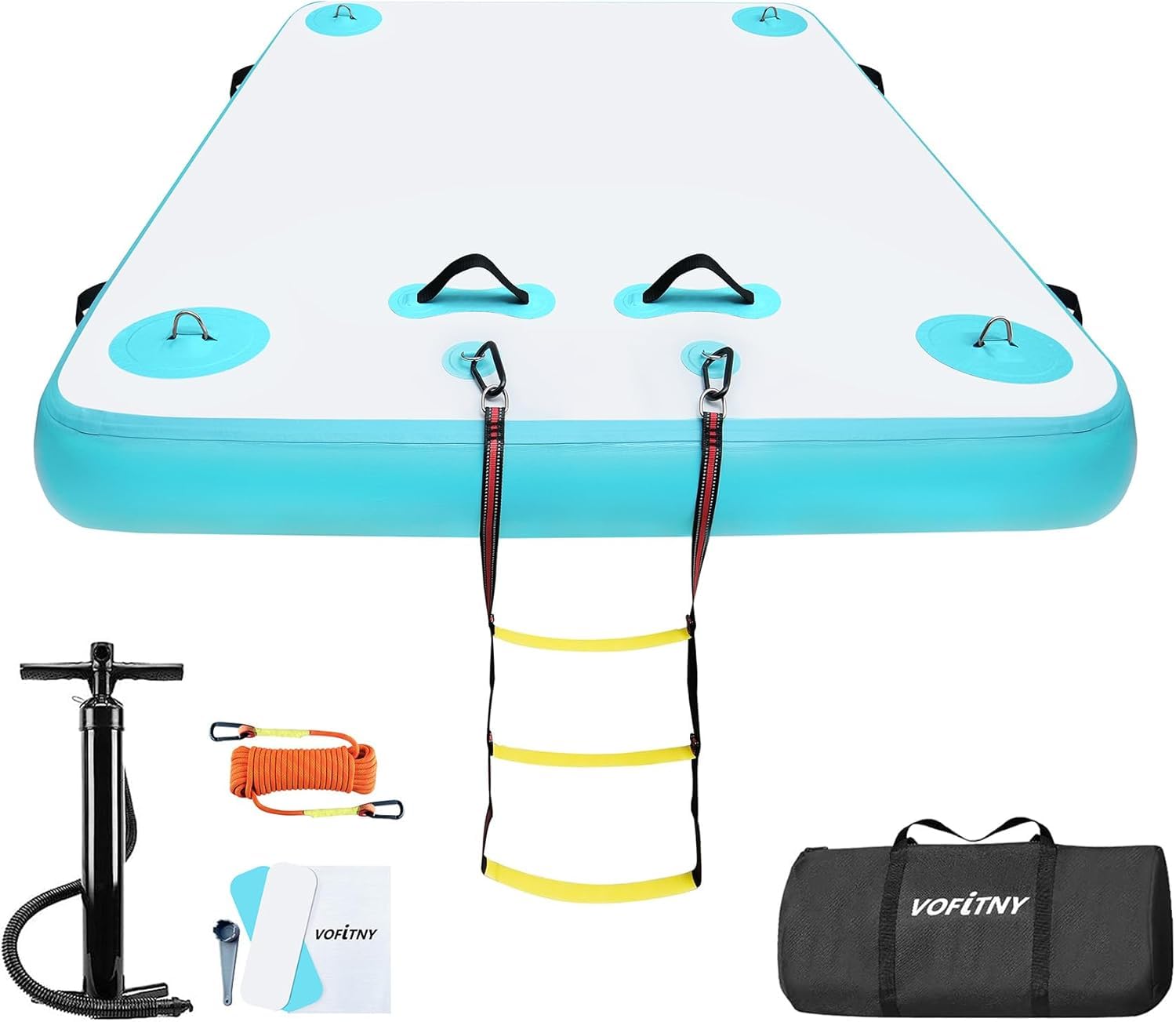 VOFiTNY Premium Inflatable Floating Dock - Aqua Glow