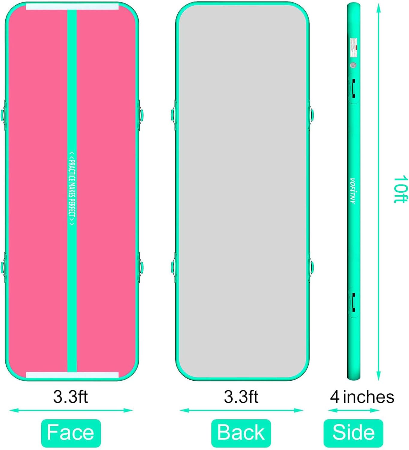 VOFiTNY Premium Gymnastics Air Mat & Roller Set(with Pump) - Tropic Watermelon