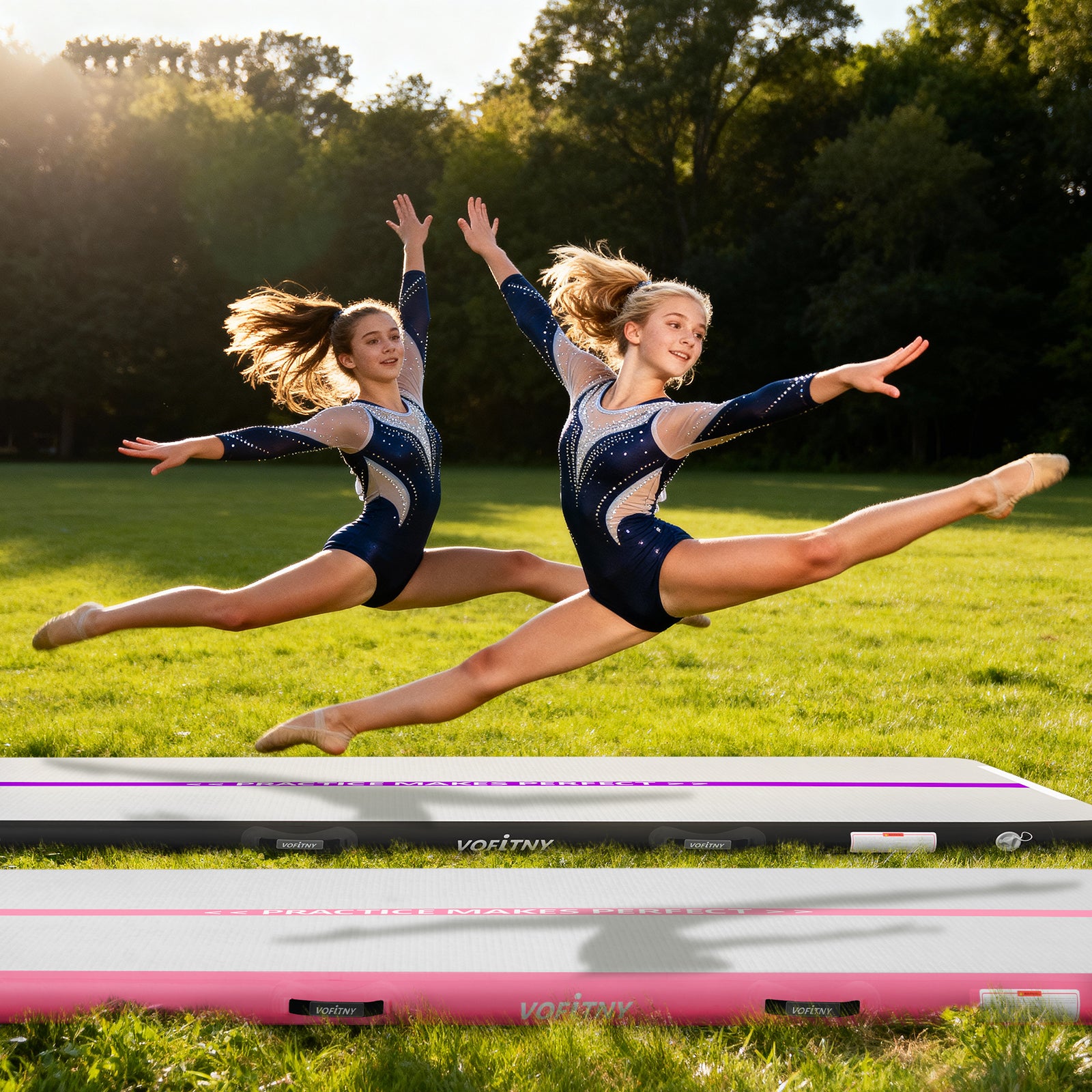 VOFiTNY All Purpose Gymnastics Mat 6.6/10/13/16/20 ft Sturdy Inflatable Tumble Track for Home/Gym