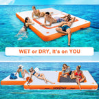 VOFiTNY Luxe 2-in-1 Inflatable Floating Dock & Lounge - Sunburst Orange