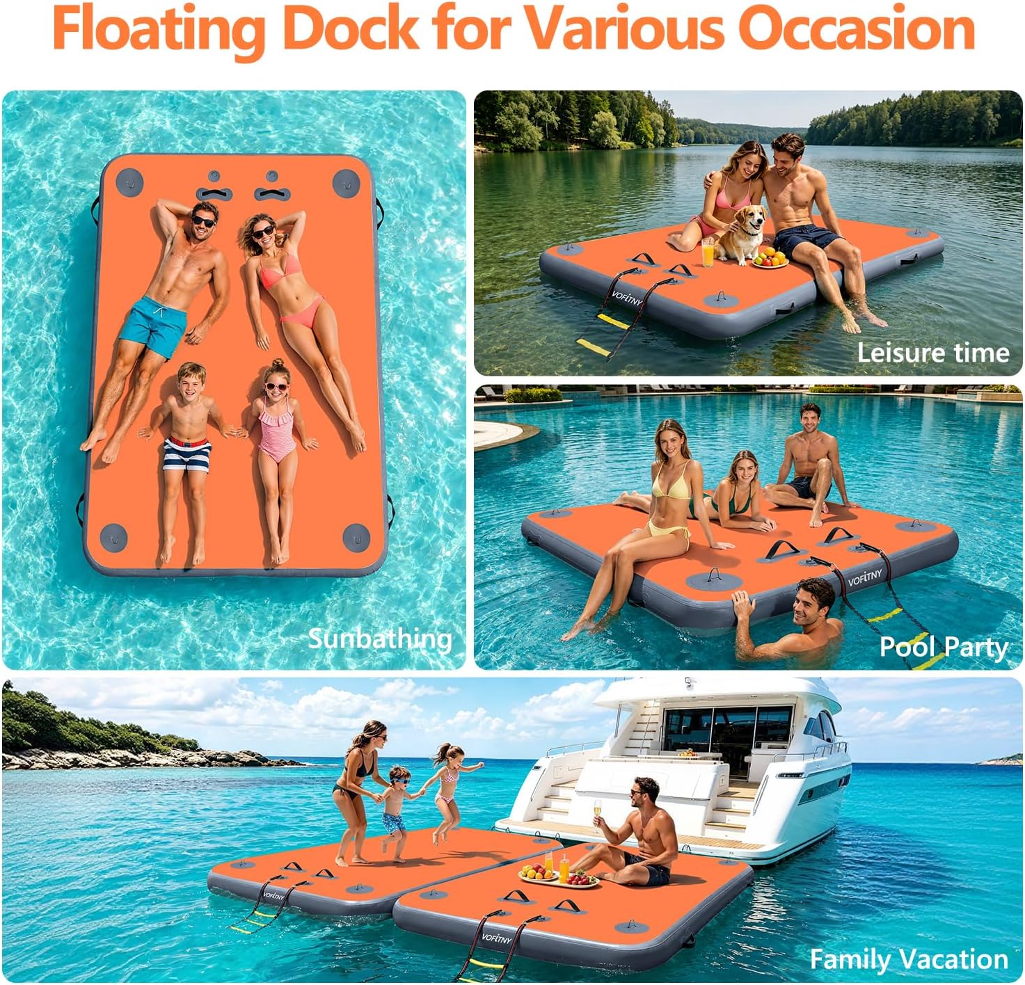 VOFiTNY Premium Inflatable Floating Dock - Sunset Amber