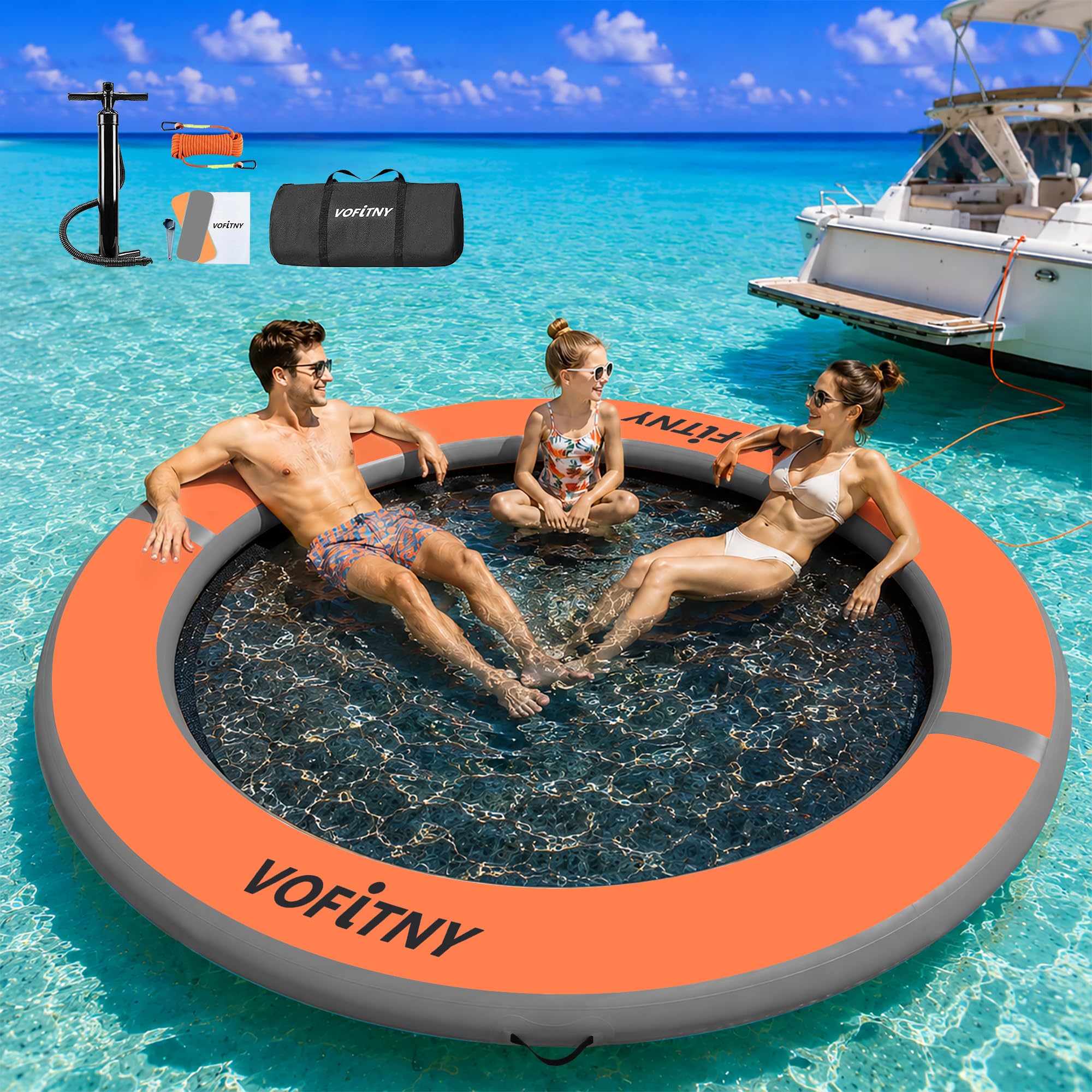 VOFiTNY Luxe Inflatable Water Hammock - Sunset Amber