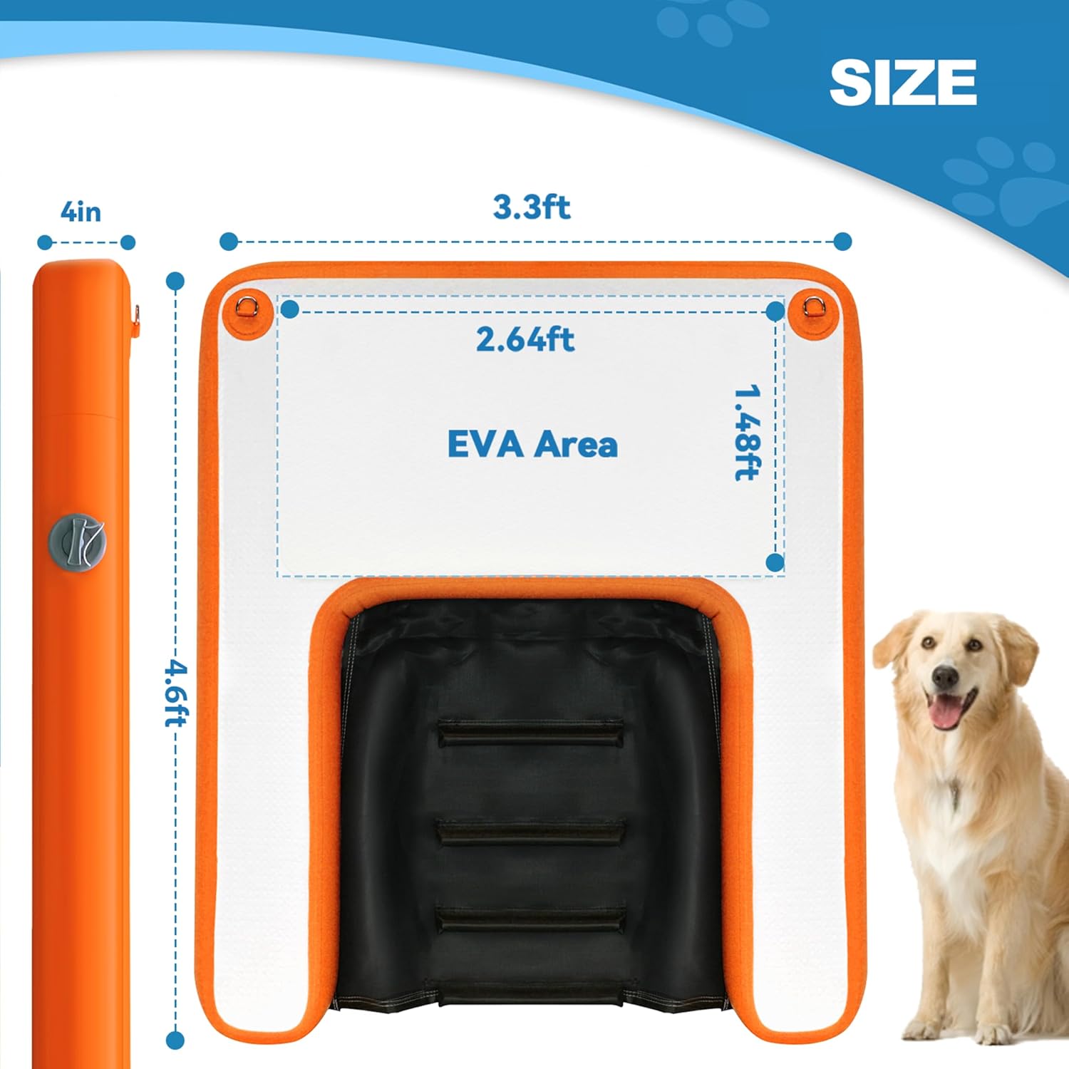 VOFiTNY Premium Inflatable Dog Pool Ramp - Sunburst Orange