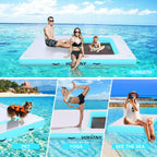 VOFiTNY Luxe 2-in-1 Inflatable Floating Dock & Lounge - Aqua Glow