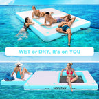 VOFiTNY Luxe 2-in-1 Inflatable Floating Dock & Lounge - Aqua Glow
