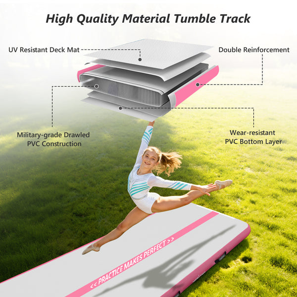 VOFiTNY All Purpose Gymnastics Mat 6.6/10/13/16/20 ft Sturdy Inflatable Tumble Track for Home/Gym