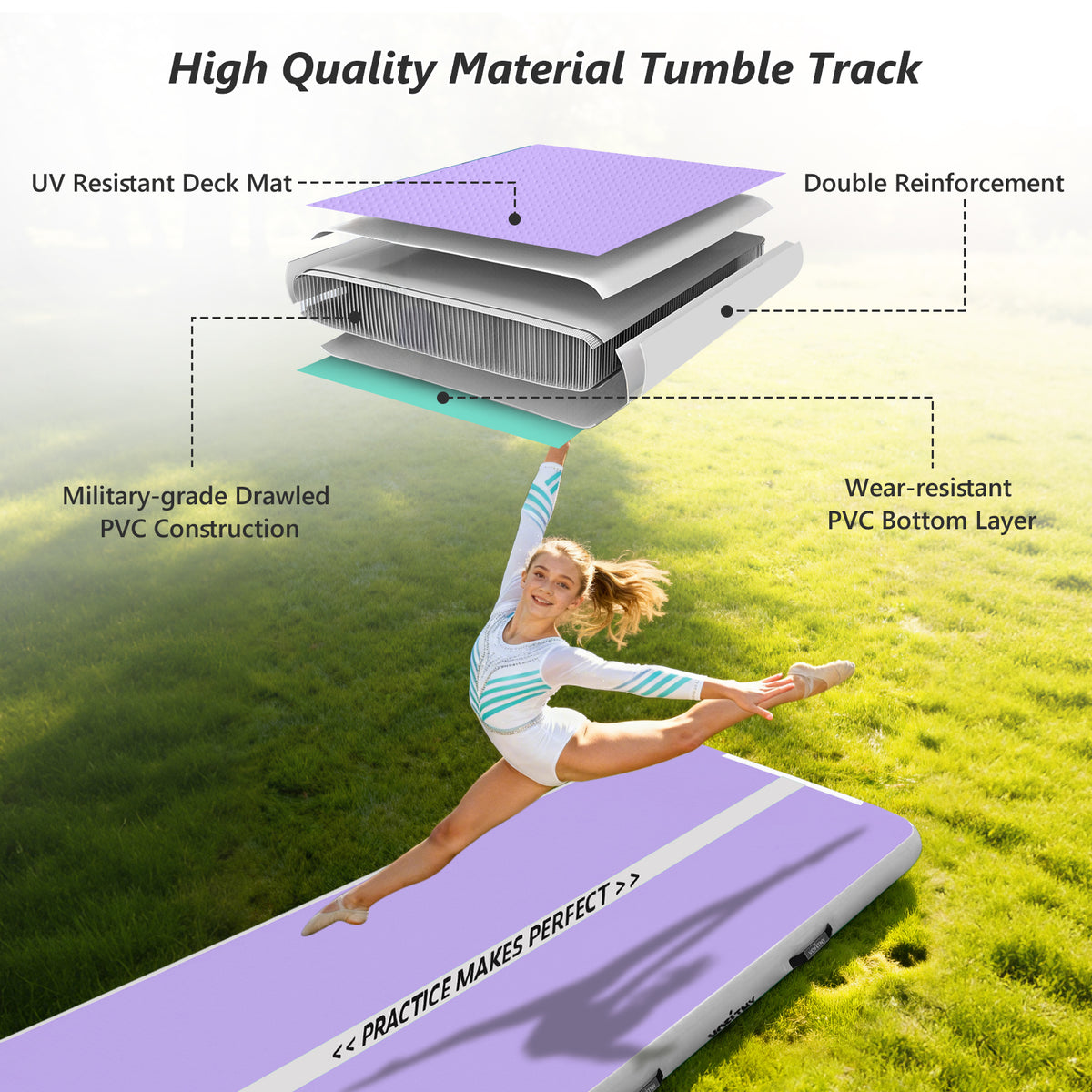 VOFiTNY Gymnastics Air Mat - Lavender/Mint