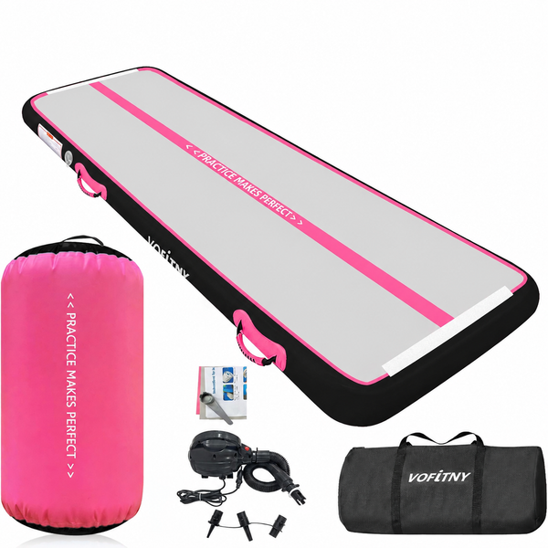 VOFiTNY Gymnastics Air Mat & Roller Set(with Pump) - Pink