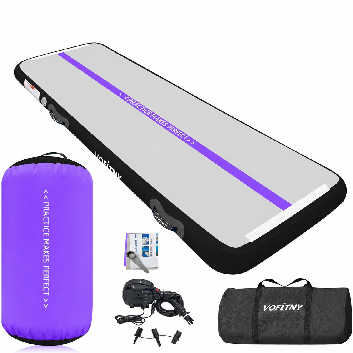 VOFiTNY Premium Gymnastics Air Mat & Roller Set(with Pump) - Royal Violet Main image