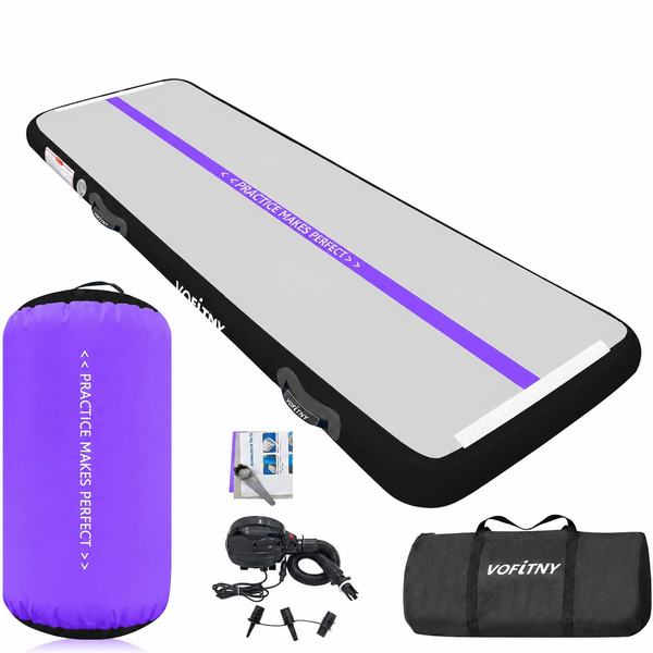 VOFiTNY Gymnastics Air Mat & Roller Set(with Pump) - Purple