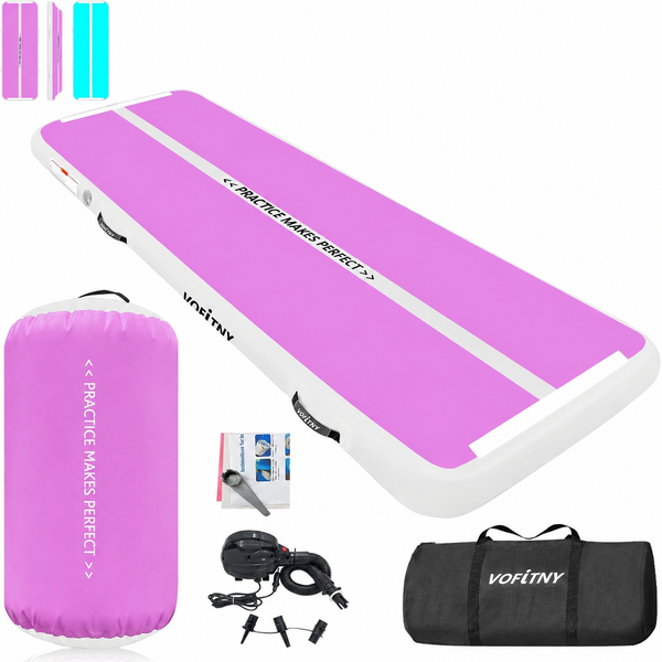 VOFiTNY Gymnastics Air Mat & Roller Set(with Pump) - Hotpink