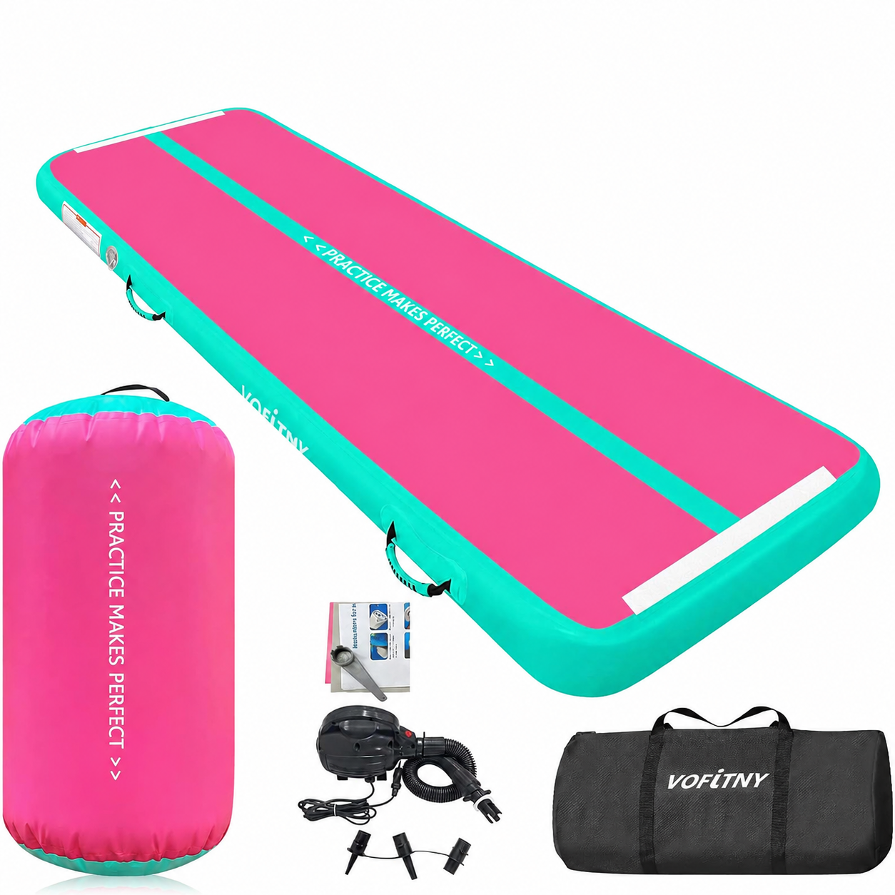 VOFiTNY Premium Gymnastics Air Mat & Roller Set(with Pump) - Tropic Watermelon Main image