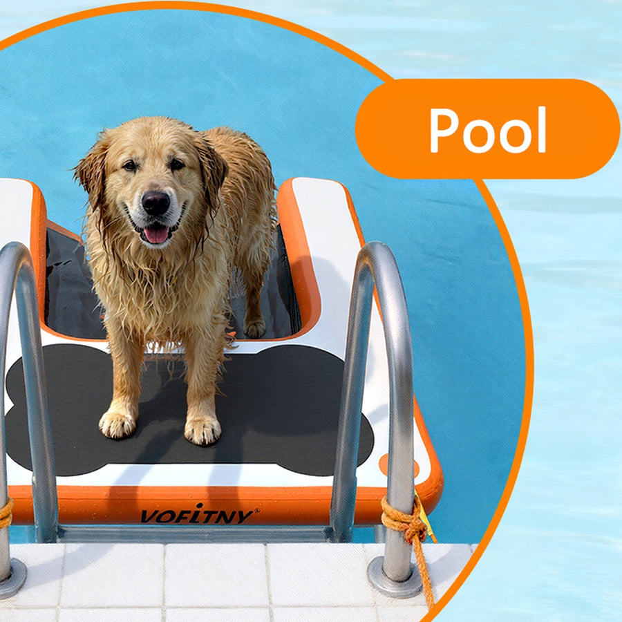 VOFiTNY inflatable dog boat ramp pool use scene