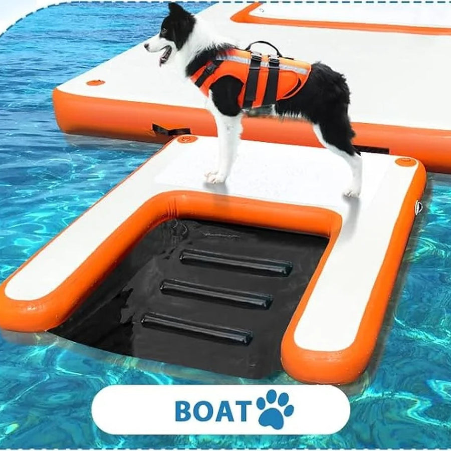VOFiTNY inflatable dog pool ramp boat use scene