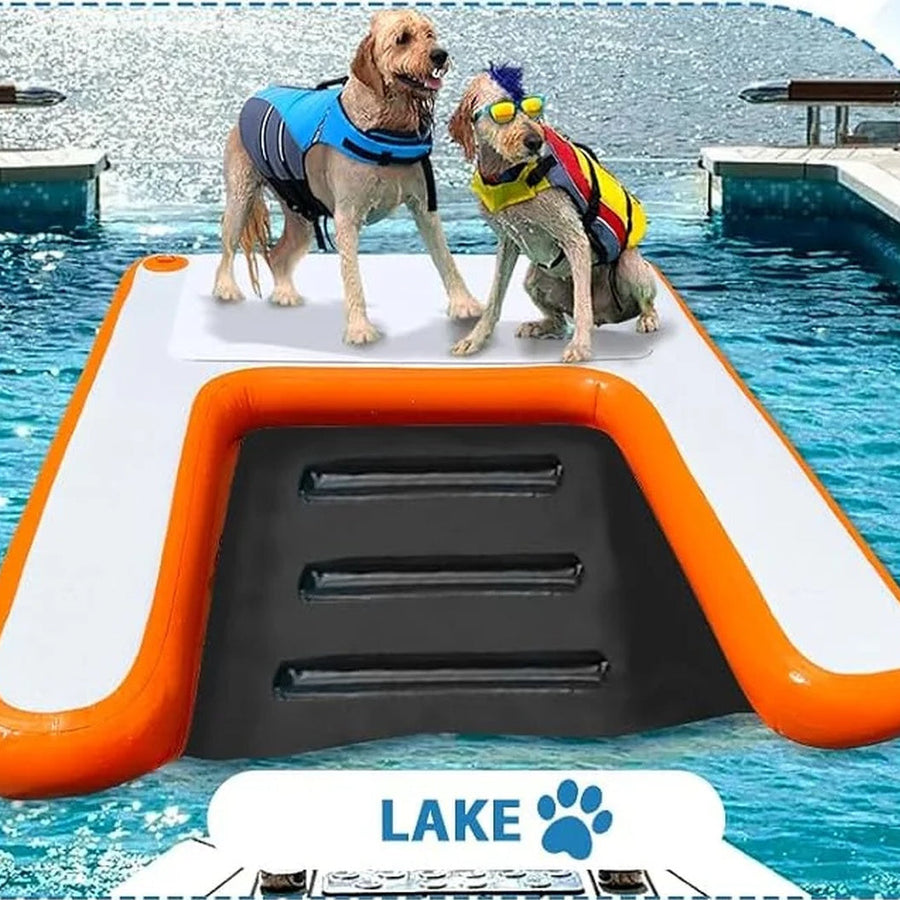VOFiTNY inflatable dog pool ramp lake use scene