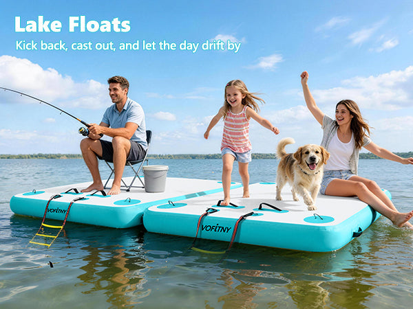 VOFiTNY inflatable floating dock lake party scene