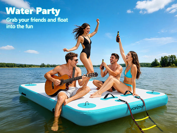VOFiTNY inflatable floating dock open water lounge scene