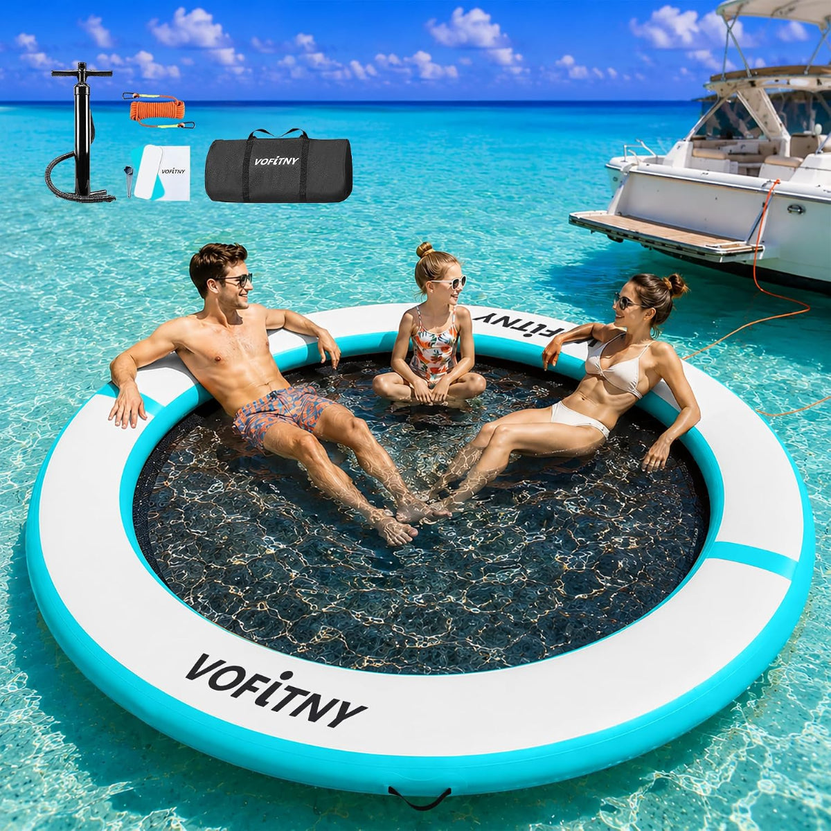 VOFiTNY Luxe Inflatable Water Hammock - Aqua Glow Secondary image