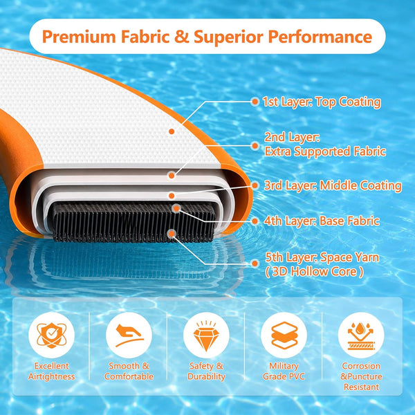 VOFiTNY Luxe Inflatable Water Hammock - Sunburst Orange — multiple sitting and lounging positions