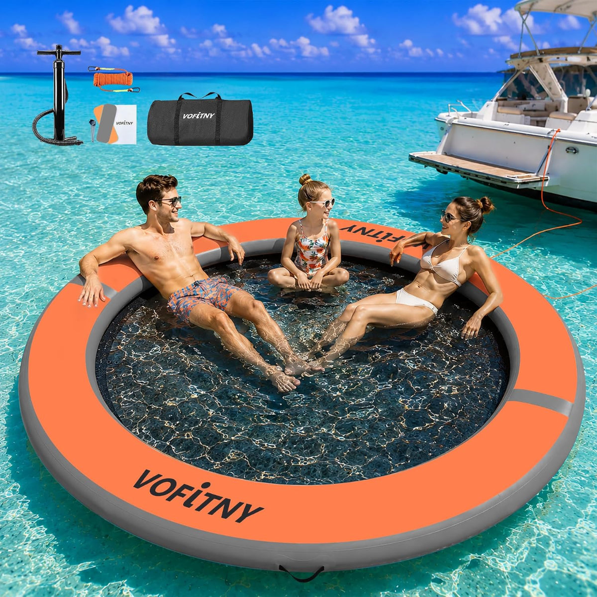 VOFiTNY Luxe Inflatable Water Hammock - Sunset Amber Secondary image