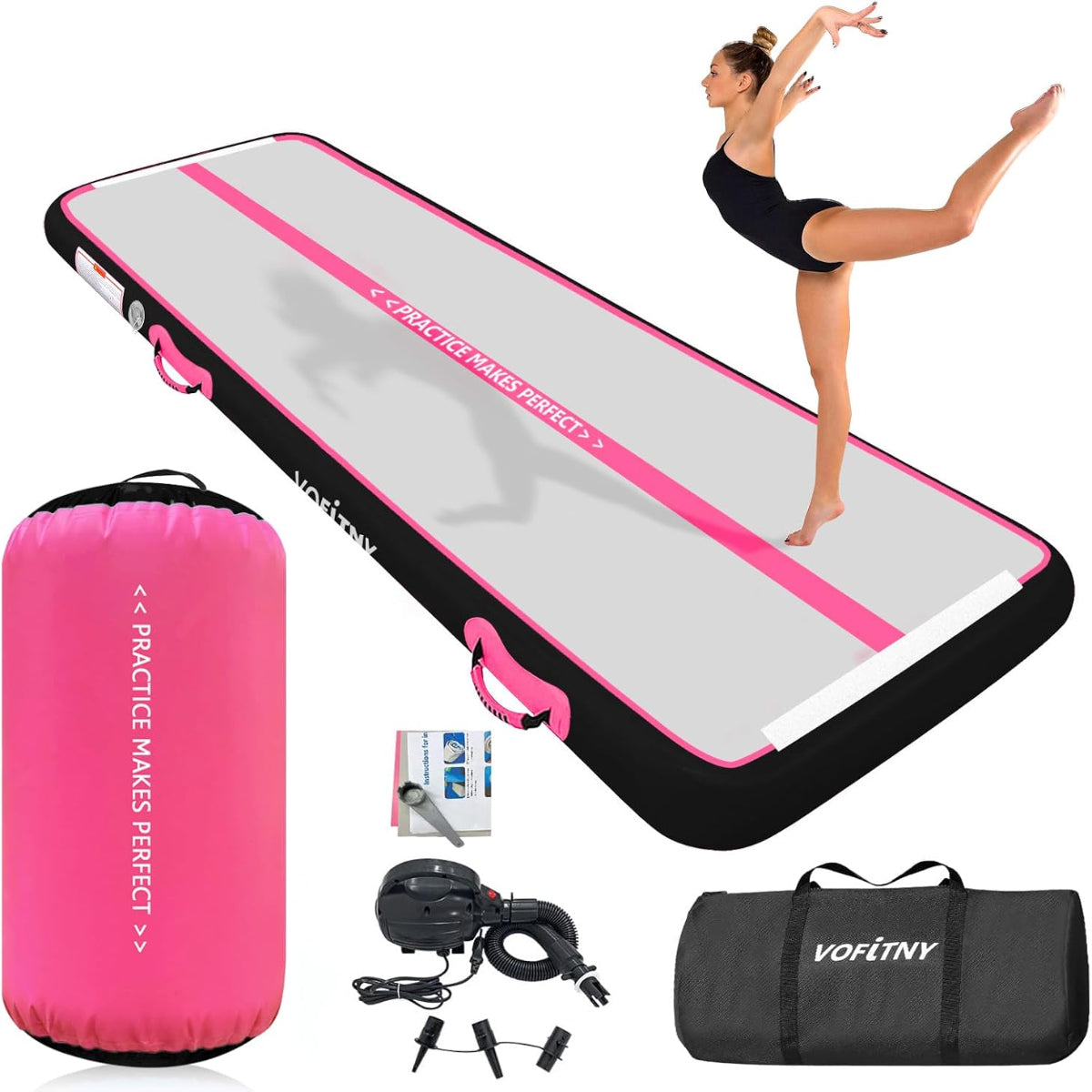 VOFiTNY Premium Gymnastics Air Mat & Roller Set(with Pump) - Midnight Rose Secondary image