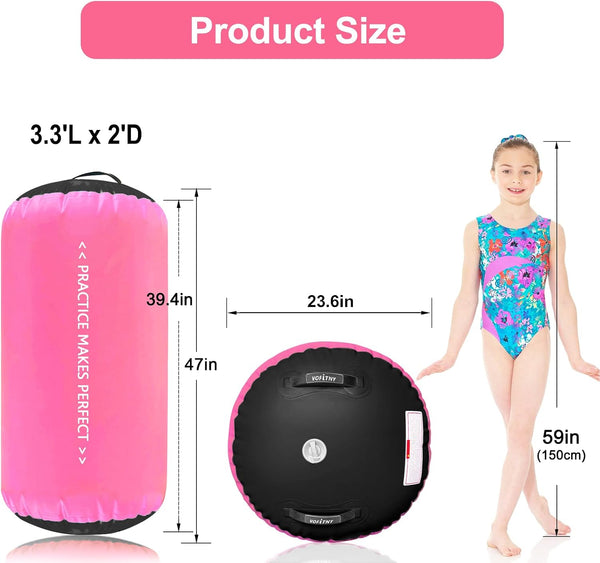VOFiTNY Premium Gymnastics Air Mat & Roller Set(with Pump) - Midnight Rose — air roller size and skill level guide