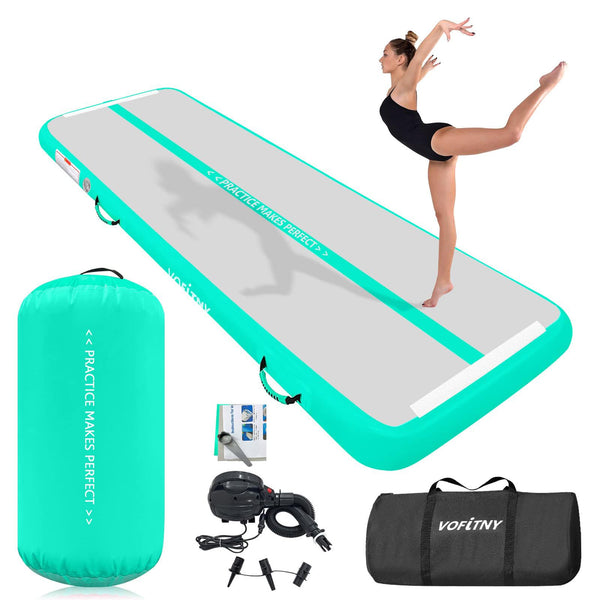 VOFiTNY Premium Gymnastics Air Mat & Roller Set(with Pump) - Mint Glow — air roller material and support comparison