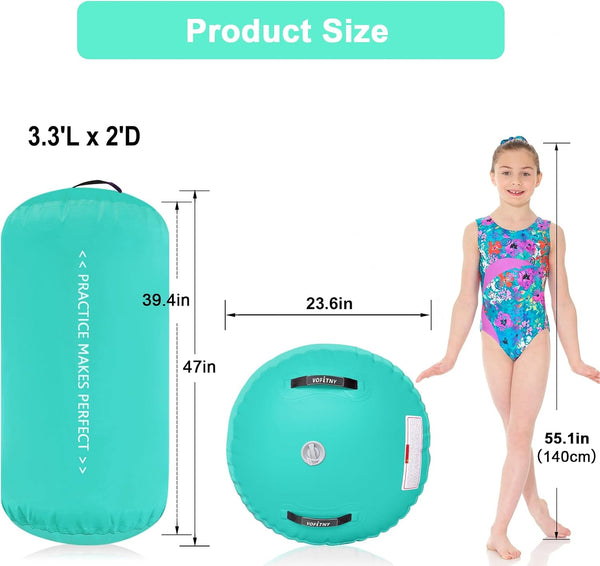 VOFiTNY Premium Gymnastics Air Mat & Roller Set(with Pump) - Mint Glow — air roller size and skill level guide