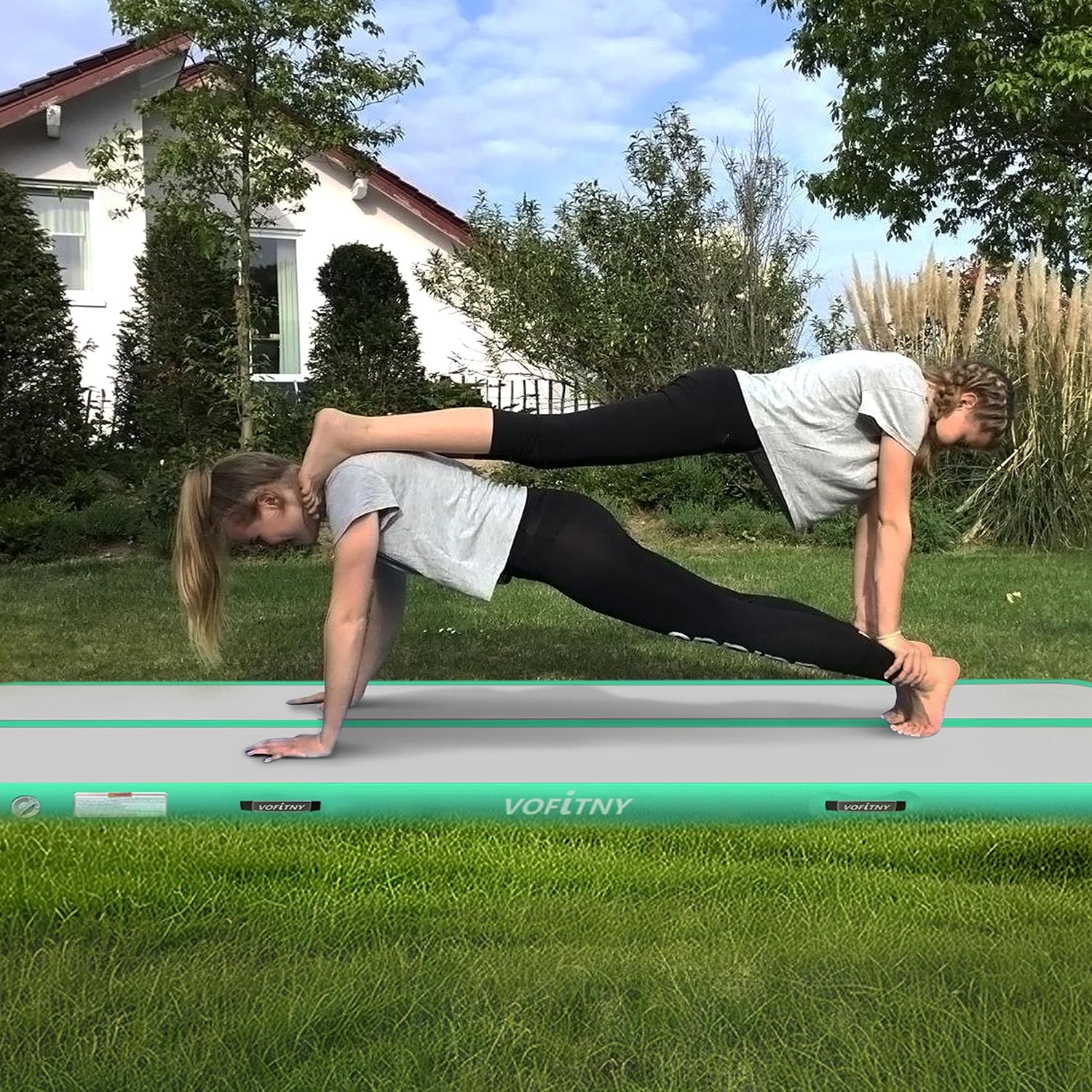 VOFiTNY Premium Gymnastics Air Mat & Roller Set(with Pump) - Mint Glow — lightweight portable design and safety features