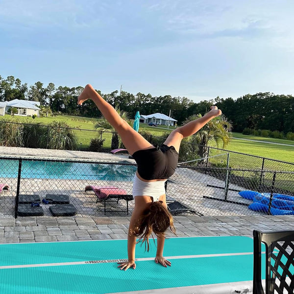 VOFiTNY Premium Gymnastics Air Mat & Roller Set(with Pump) - Orchid Glow — outdoor handstand training scene