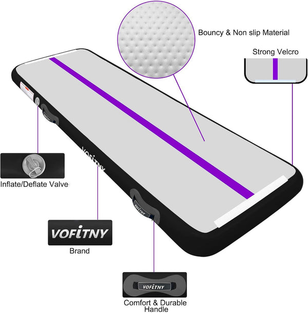 VOFiTNY Premium Gymnastics Air Mat & Roller Set(with Pump) - Royal Violet — layered air mat material construction