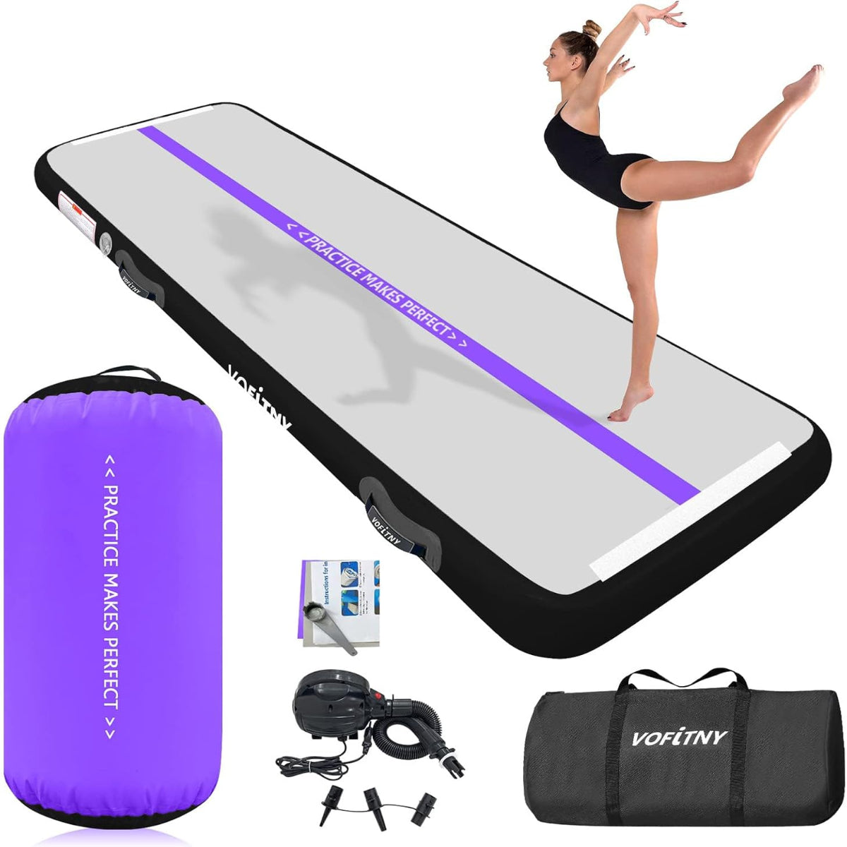 VOFiTNY Premium Gymnastics Air Mat & Roller Set(with Pump) - Royal Violet Secondary image