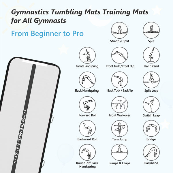 VOFiTNY Premium Gymnastics Air Mat -Carbon Black — gymnastics skill training guide