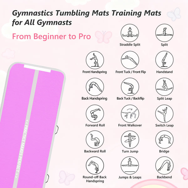 VOFiTNY Premium Gymnastics Air Mat -Orchid Glow — gymnastics skill training guide
