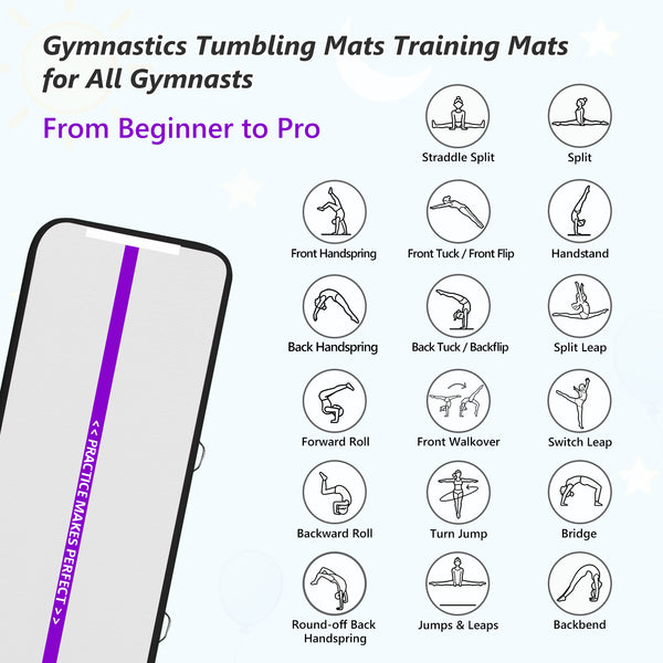 VOFiTNY Premium Gymnastics Air Mat -Royal Violet — gymnastics skill training guide