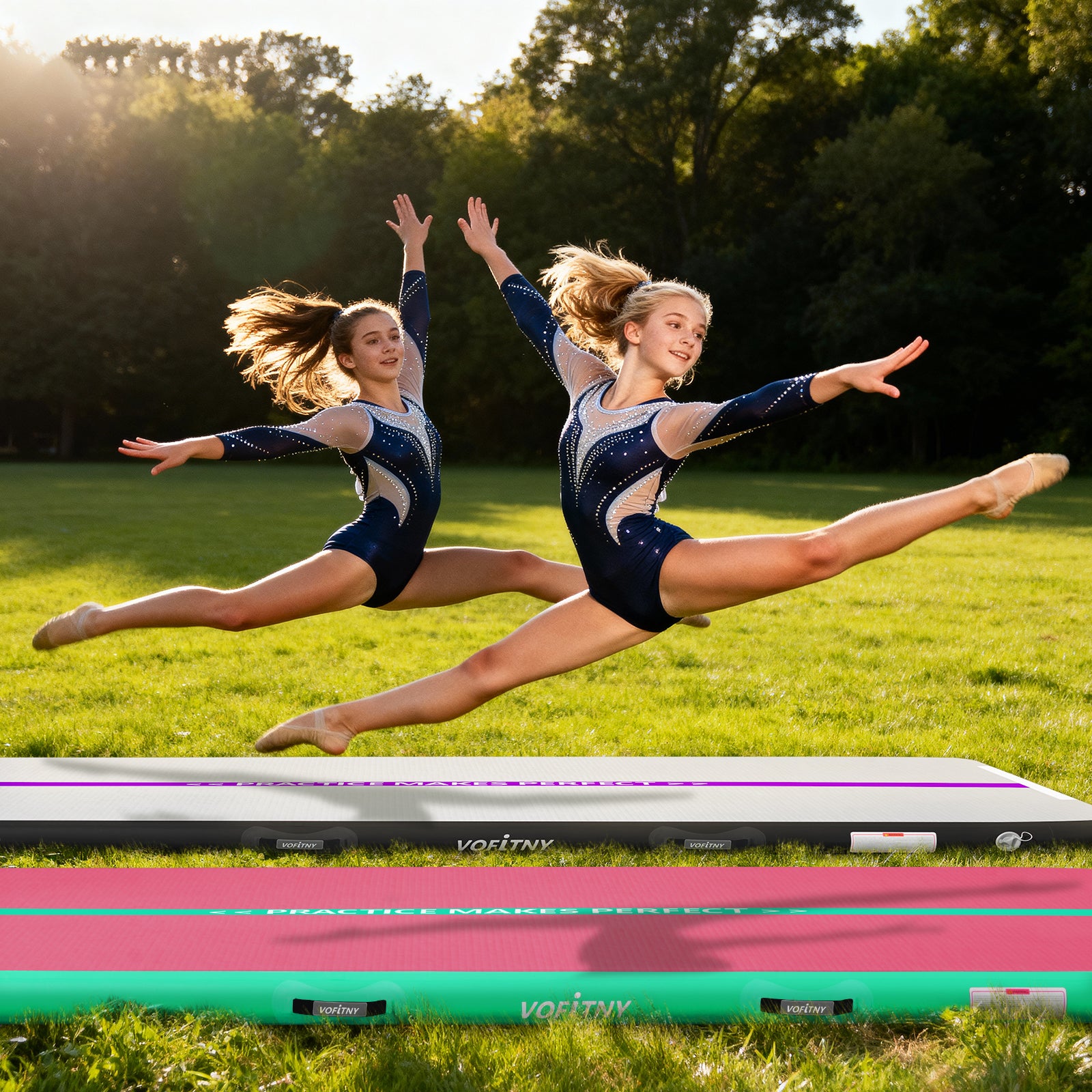 VOFiTNY Premium Gymnastics Air Mat -Tropic Watermelon — outdoor gymnastics training scene