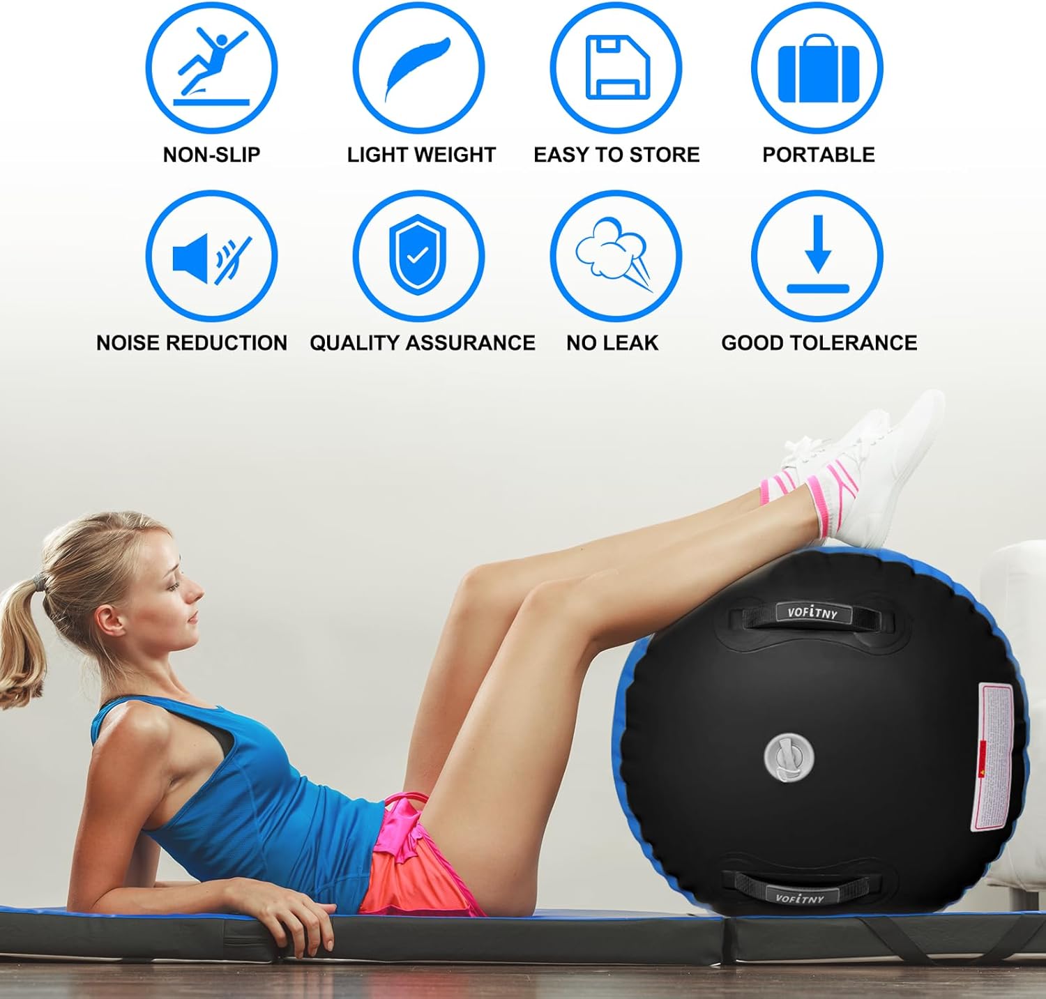 VOFiTNY Premium Gymnastics Air Roller - Midnight Cobalt — lightweight portable design and safety features