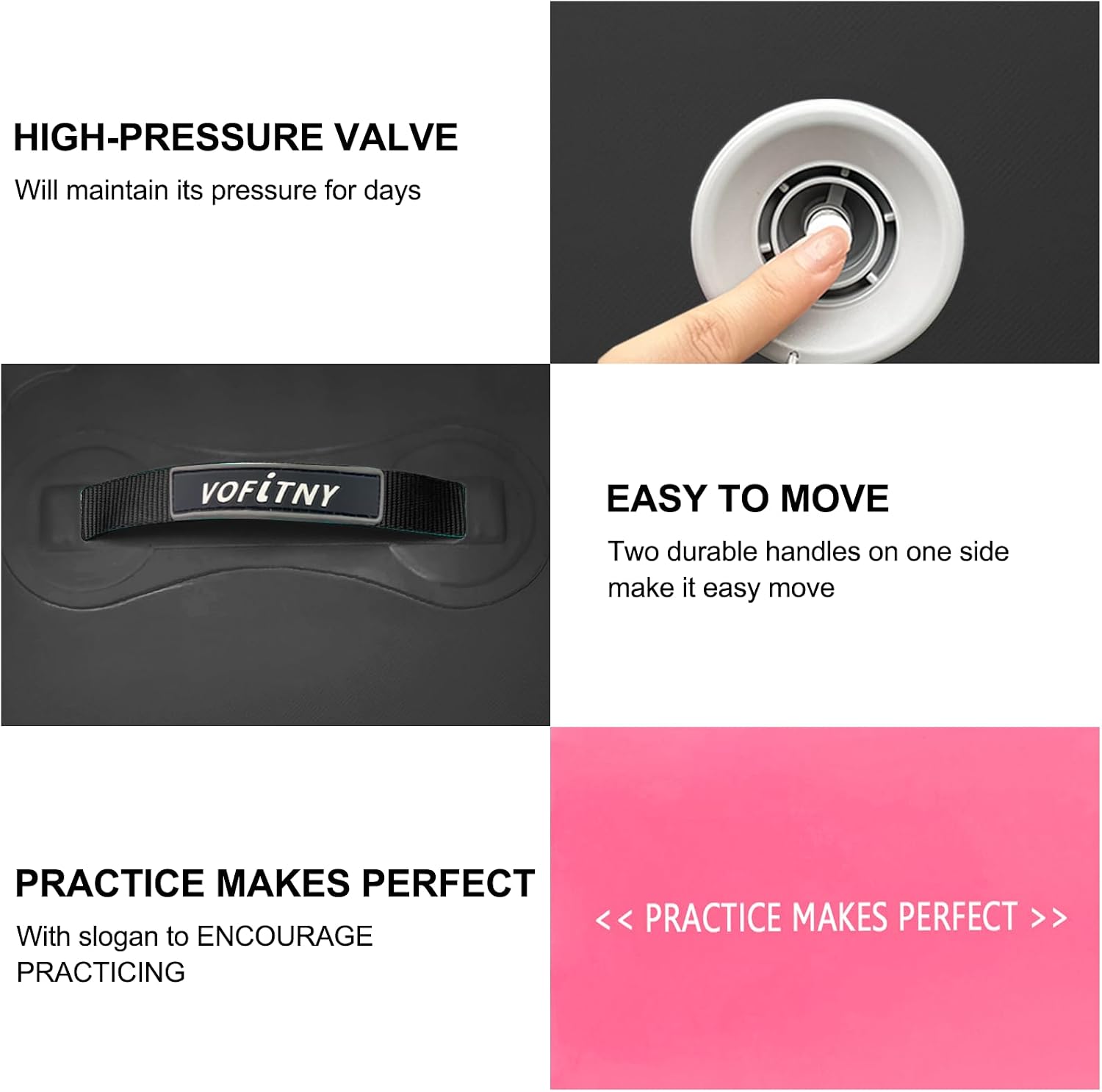 VOFiTNY Premium Gymnastics Air Roller - Midnight Rose — air roller material and support comparison
