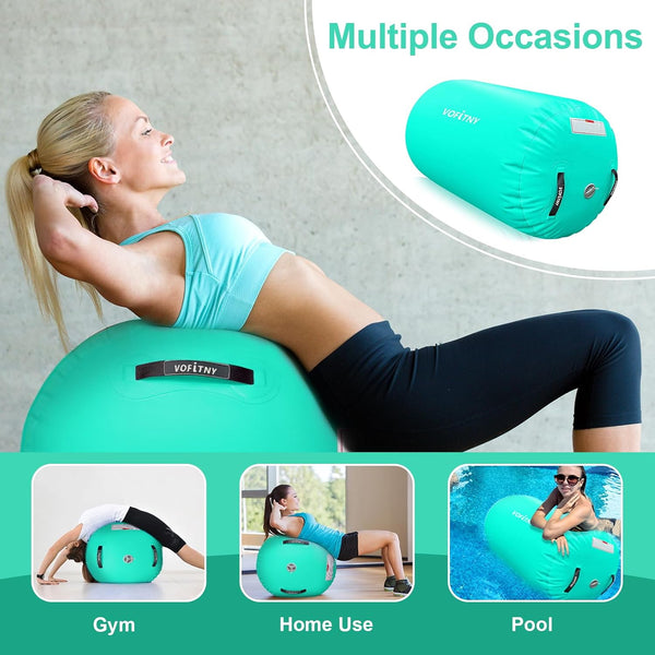 VOFiTNY Premium Gymnastics Air Roller - Mint Glow — gym, home, and pool use scenes