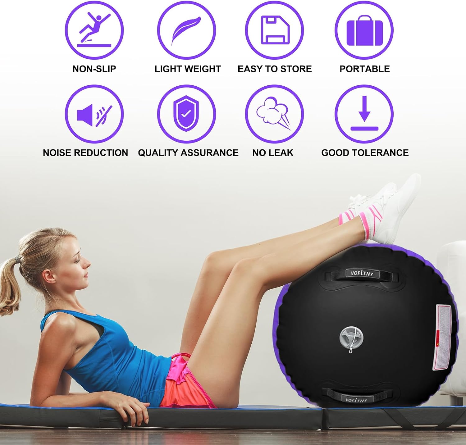 VOFiTNY Premium Gymnastics Air Roller - Royal Violet — lightweight portable design and safety features