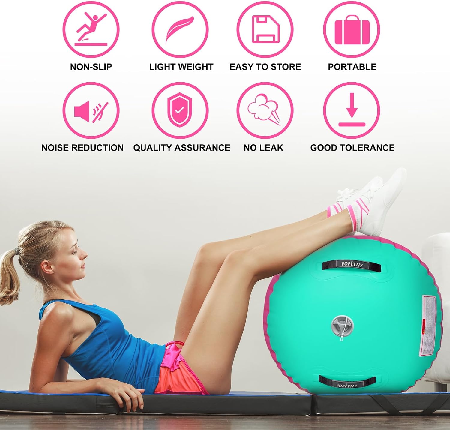 VOFiTNY Premium Gymnastics Air Roller - Tropic Watermelon — lightweight portable design and safety features