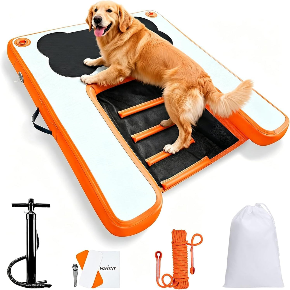 VOFiTNY Premium Inflatable Dog Boat Ramp - Sunburst Orange Secondary image